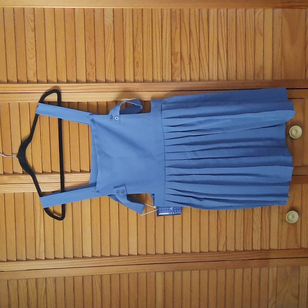 Weaken NWT Children's Fashion Cobalt Blue Buttoned Pleated Suspender Skirt 12 Yr